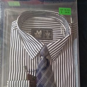 Men's Navy Stripe Dress Shirt